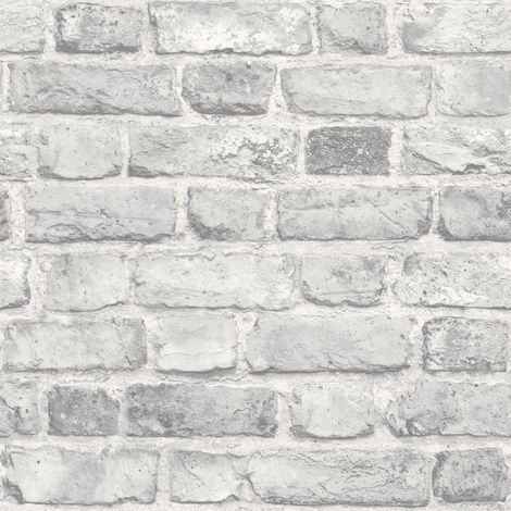 3D Brick Style Wallpaper Slates Stone Real Life Textured Vinyl Grey Grandeco (1/3)