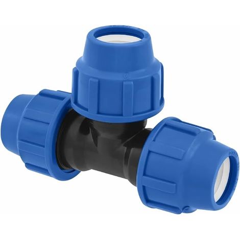 25mm x 25mm x 25mm T Water Hose Fittings - PN16 Compression Plumbing Fitting - Connector Compatible with PE80 and PE100 Polyethylene Pipe (1/4)