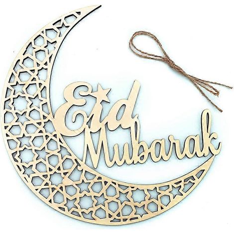 Muslimischer islamischer Mond Eid Mubarak Holzplakette zum Aufhängen, Dekoration Ramadan A