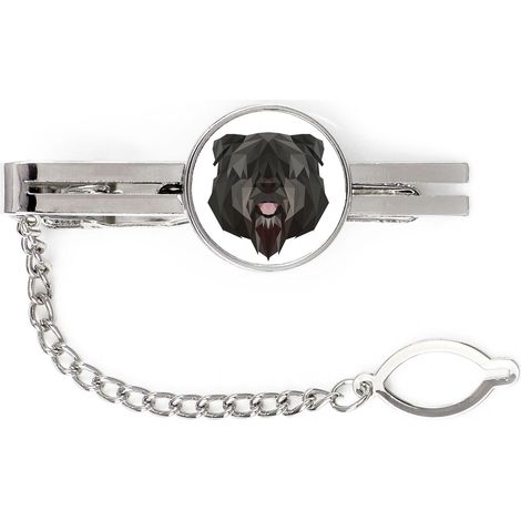 Bouvier des Flandres - Pinza de corbata geométrica con foto e inscripción Art-Dog (1/4)