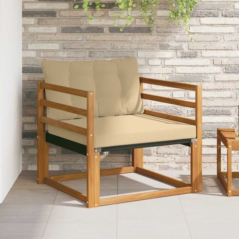 Outdoor-Sofagarnitur Massives Akazienholz und Textilene Natur (1/5)