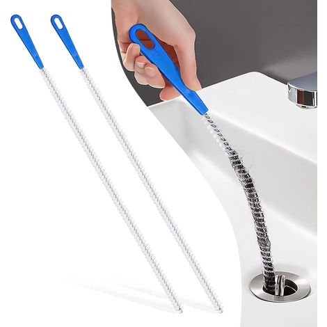 2 Pièces Furet Deboucheur, Attrape Cheveux Baignoire, Nettoyeur de Drain, Débouchage Canalisation, pour Salles de Bains, Baignoires, Cuisines, Eviers(60 cm) (1/5)