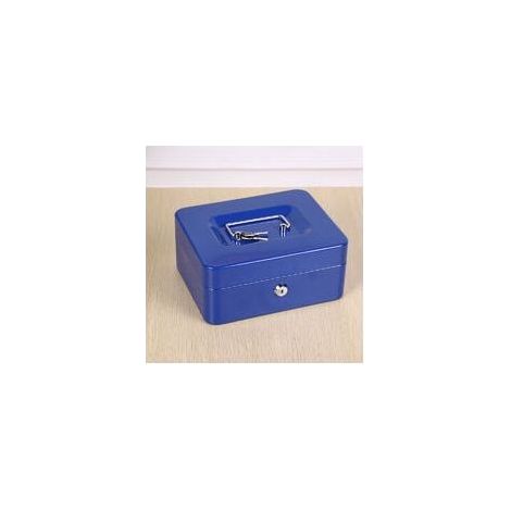 Cajón portamonedas con cerradura, compartimento para llave y monedas, color azul. (1/5)