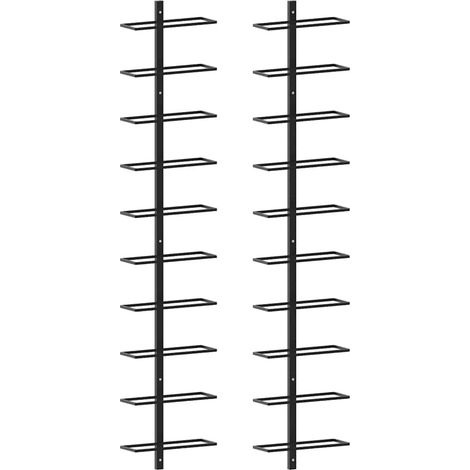 vidaXL Wall-mounted Wine Racks for 20 Bottles 2 pcs Black Metal (1/5)