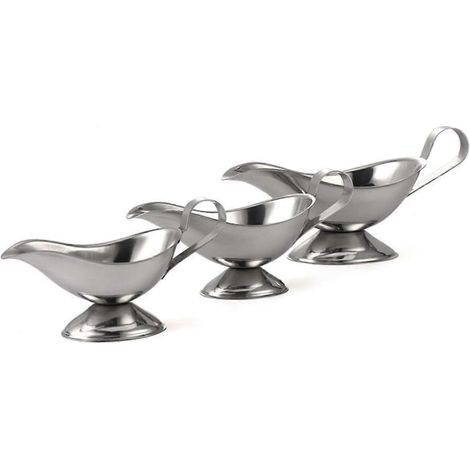 Saucière en acier inoxydable de 85 ml (3 oz), seau à jus, plat à rôtir, lot de 3 (1/4)