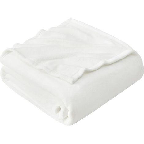 Mikrofaser-Flanell-Fleece-Tagesdecke, Sofaüberwurf 150x200 cm, Weiß, Tagesdecke/Sofaüberwurf für 2 Personen (1/4)