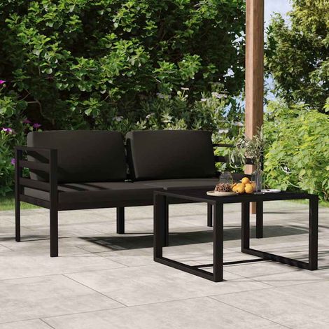 vidaXL Salon de jardin 3 pcs avec coussins Aluminium Anthracite (1/5)