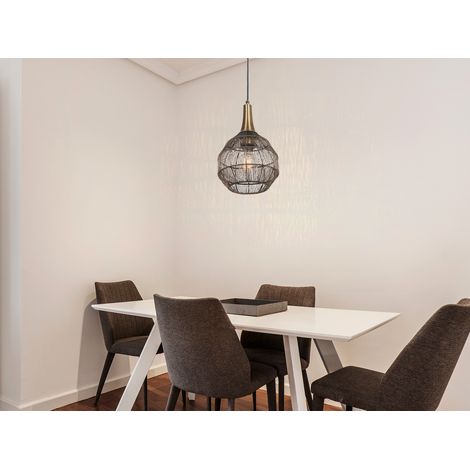 LED Pendelleuchte mit Drahtgeflecht Lampenschirm Altmessing, Ø 26cm (1/5)