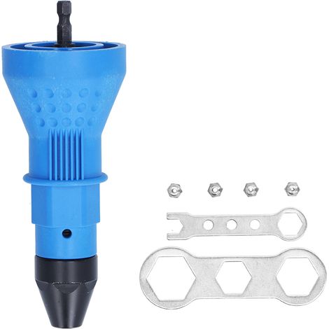 Adattatore per trapano per rivetti Utensile per dadi per inserti di perforazione per rivettatura elettrica ergonomica con ugelli per chiavi esagonali (1/5)