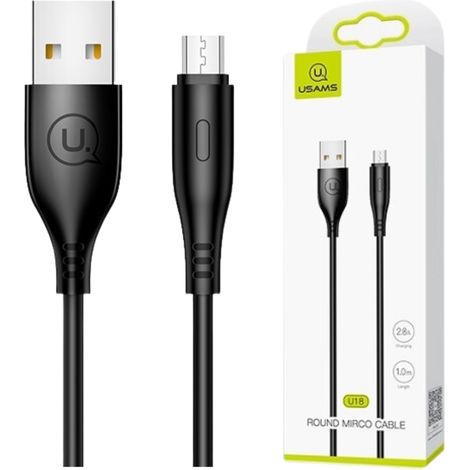 USAMS Kabel U18 microUSB 2A Schnellladekabel 1 m zzarny/black SJ268USB01 (US-SJ268)