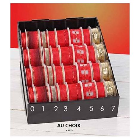 Ruban de Noel pour sapin et décoration 3 25mm à l'unité - dimhaut: H 25 cm - couleur: Doré
