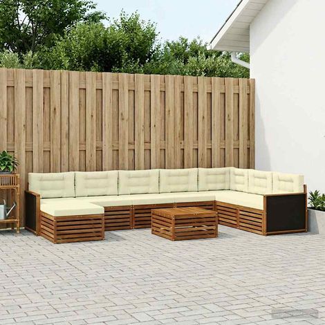 vidaXL Outdoor-Sofagarnitur 9 pcs Natur und Creme Massivholz Akazie (1/5)
