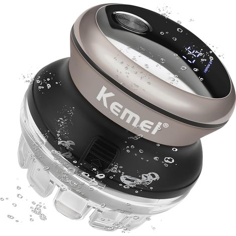 Men's Hair Clipper Silver 360° Rotating Cutting Head (with LED Display, Wet (1/5)