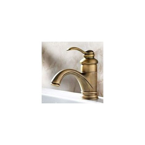Rubinetto miscelatore per lavabo da bagno in stile antico retrò europeo con acqua calda e fredda, finitura bronzo, design vintage a spruzzo, per balcone, bar, WC, lavabo, rubinetto per acqua. (1/4)
