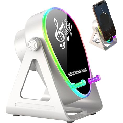 Enceinte Induction pour Smartphone,Rotation À 180 Degrés avec Amplificateur Stéréo Lumineux - Enceintes Portables avec Chargeur  pour Cadeaux Noël Anniversaire Hommes Femmes (1/5)