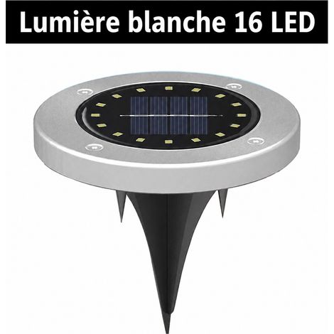 Spot solaire LED encastrable en acier inoxydable 16 LED blanc froid pour jardin et allée 16led 200 g – Livraison gratuite