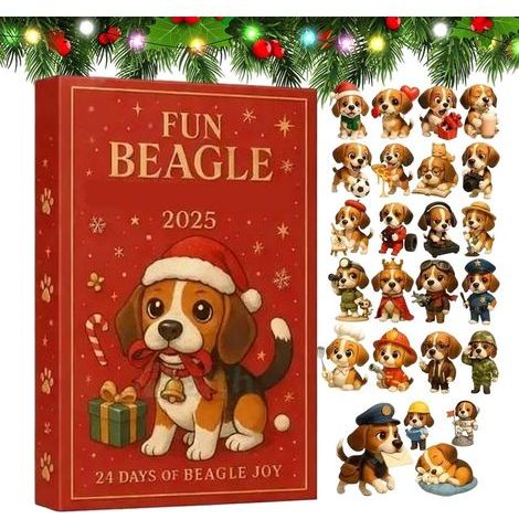 Adventskalender mit Weihnachtskugeln und 2D-Acryl-Hundefiguren – 24-tägiger Countdown – Für den Auto-Rückspiegel, Weihnachtsfeiern, Kamin, Garten – mit Griff (1/5)