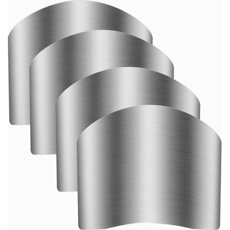 Protezioni per le dita in acciaio inox, confezione da 4. Per tagliare e preparare gli alimenti. Sicurezza in cucina. Resistenti, di colore argento. (1/5)