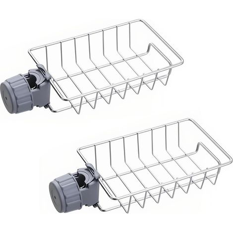 Etagere Douche sans Percage 2pcs,Organisateur d'évier pour Cuisine, Etagère Salle de Bain en Inox,Robinet de Cuisine,Installation Rapide et Facile