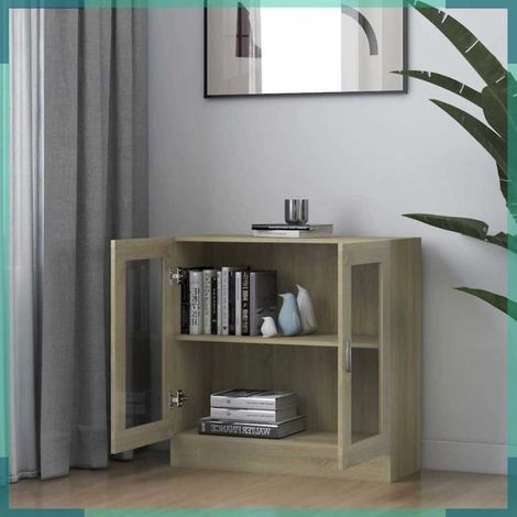 802744 Armoire à vitrine Chêne sonoma 82,5x30,5x80cm Bois d'ingénierie (1/5)