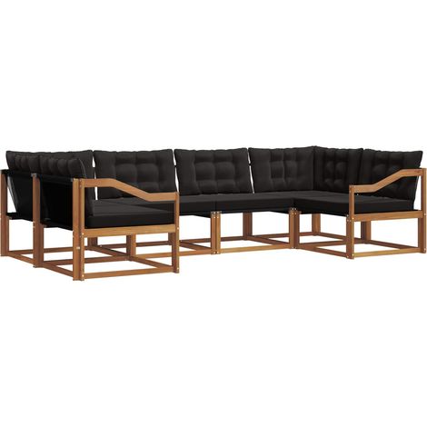 Outdoor Sofa Set with Cushion 6 pcs Natural and Black vidaXL (1/5)