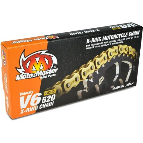 CATENA DI TRASMISSIONE MOTO-MASTER V6-520G X-RING GOLD (120 MAGLIE, CLIP INCLUSA)