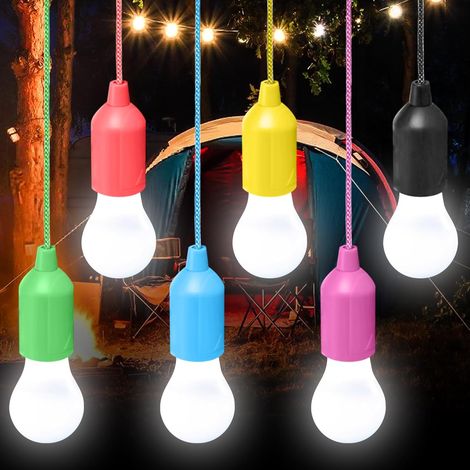 Ampoule LED 6 LED pour le camping, lampe de camping pour tente, lampe de camping avec interrupteur à tirette, ampoule portable pour tente, lampe de camping pour la randonnée, la pêche, le bureau, le j (1/4)