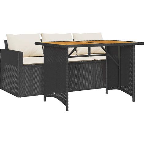 Maison Exclusive - 2-tlg. Garten-Essgruppe mit Kissen Schwarz Pol (1/5)