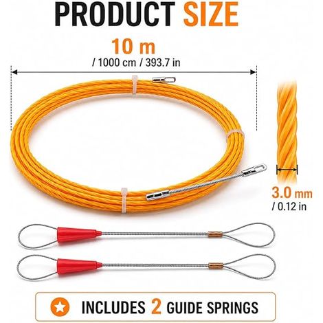 Aiguille Électricien Tire-Fils 10 m 3 mm Jaune (1/4)