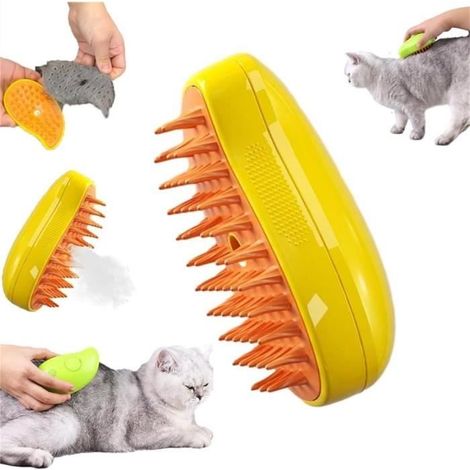 Brosse à Vapeur - Steamy Cat - 3 en 1 - Réduction de perte de poils - Nettoyage à la vapeur - Massage apaisant (1/4)