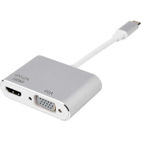 Adaptateur USB-C vers HDMI compatible VGA, hub USB-C haute définition 4K, convertisseur audio et vidéo, adapté à...