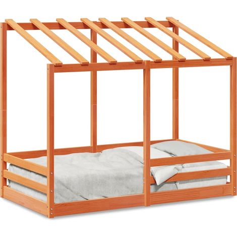 Maison Exclusive - Kinderbett mit Dach Wachsbraun 70x140 cm Massi
