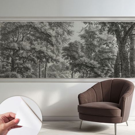 Tapete adhésive moderne pour salon et chambre à coucher Décoration rapide avec colle Scène forestière 250x104 cm (1/5)