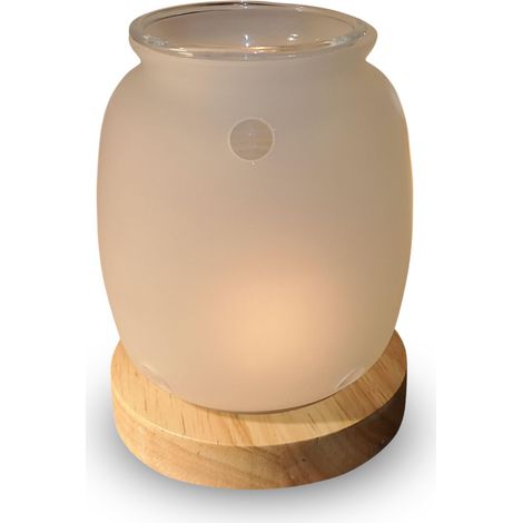 Brûle Parfum - Brûleur Fondant Cire et Diffuseur Cire Parfumée – Diffuseur Huile Essentielle et Parfum d’Ambiance – Bougeoir Photophore en Bois et Verre - Hauteur 11 cm (1/5)