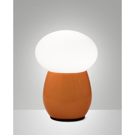 Lampada da tavolo Freddy in vetro soffiato Ambra, attacco E27 40W, interruttore integrato, design elegante e moderno - Freddy Collection