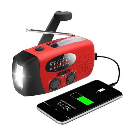 Filiyano – lampe torche et batterie – Radio à manivelle avec cellules solaires, lampe torche et batterie externe 2000 MAH, radio d'urgence, survie (1/5)