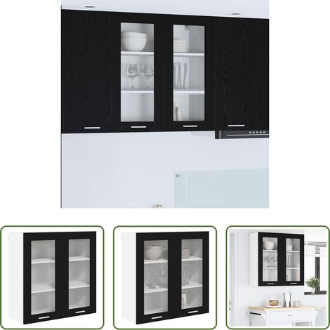 Holzschrank - Hängeschrank Schwarz Eichen-Optik 80 x 31 x 80 cm Holzwerkstoff (1/5)