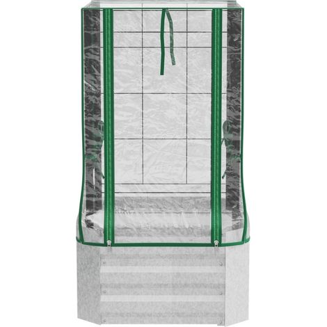 Jardinera elevada con cubierta de PVC y rejilla para plantas trepadoras 53 x 53 x 90 cm (1/5)