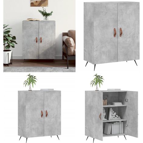 Buffet gris béton 69,5x34x90 cm bois d'ingénierie - Buffet - Armoire - Meuble De Rangement - Mobilier - Design Classique - Home & Living (1/5)