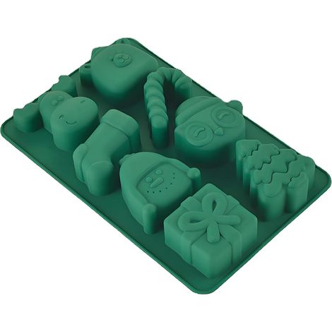 Moule à Chocolat de Noël, 1 Lot de 8 Cavités Moule Silicone Noel Moules à Bonbons en Silicone Antiadhésif en forme de Bonhomme de Neige, Père Noël, Sapins de Noël,Note de Noël,Note de Noël
