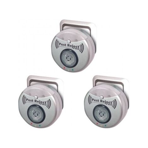 Pest Reject Pro lot de 3 Répulsif nuisibles Repulse power Ultrasons et électromagnétisme Couleur gris Couverture de votre maison de 200m² Veilleuse intégrée (1/5)