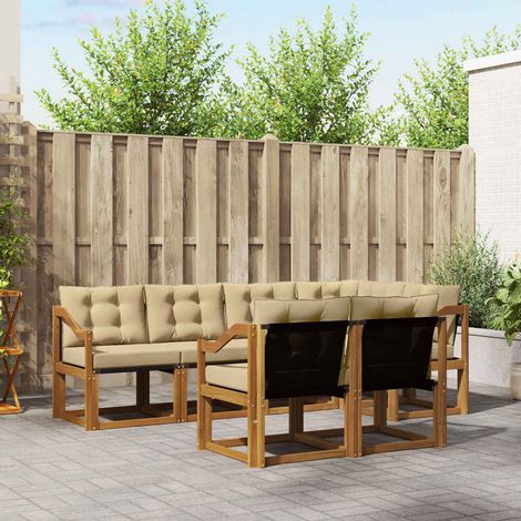 Outdoor-Sofagarnitur mit Kissen 7 pcs Natur und Beige