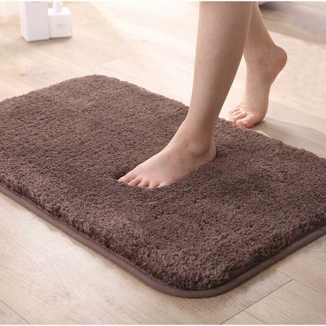 Extra Thick Non-Slip Absorbent Bathroom Mat Machine Washable (Brown, 40x60cm) (1/5)