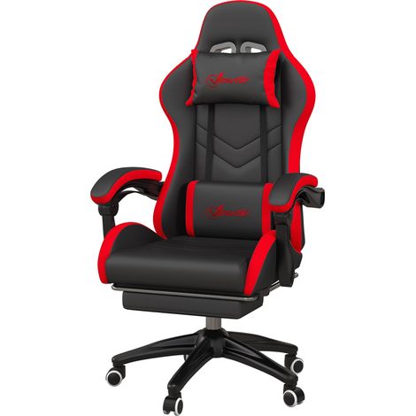 Siège Gaming réglable hauteur dossier inclinable 65x65x121-129 cm Noir Rouge (1/5)