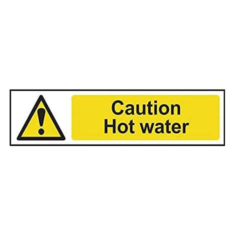 Scan 5116 Caution Hot Water - PVC 200 x 50mm SCA5116 (1/2)