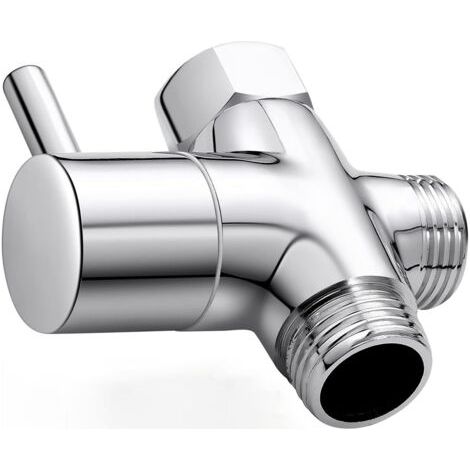 Robinet de douche en laiton à 3 voies – Adaptateur en T G1/2" – Vanne inverseuse étanche – Chrome pour salle de bain