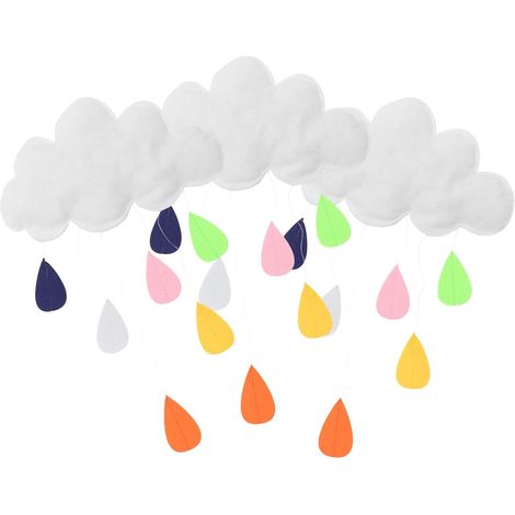 Décorations Suspendues Nuages en Feutre 3D Blanc, Lot de 3 Pièces Légères et Pratiques pour Fête d'anniversaire et Décoration Murale Élégante (1/5)