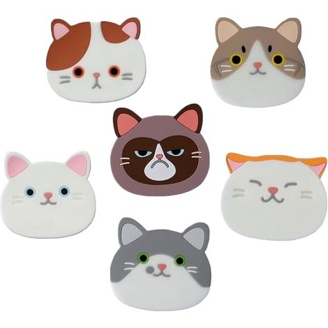 6-teiliges Set Silikon-Katzenuntersetzer, niedliche Katzenuntersetzer, dekorative Glasuntersetzer