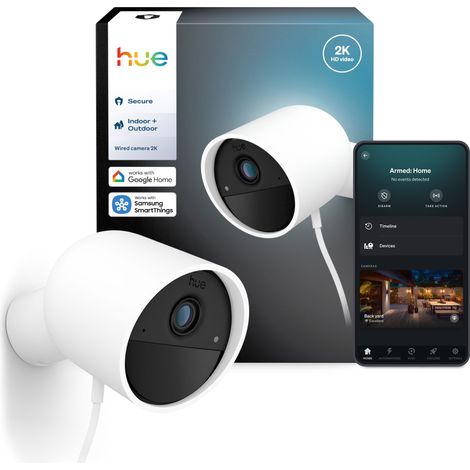 Cámara conectada - Philips Hue - Exterior - Cableada - Visión nocturna - 2K - Oficina - Blanco (1/5)