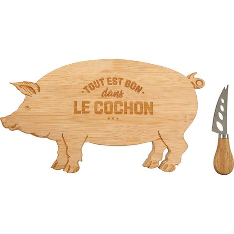Coffret planche apéritif bambou Tout est bon dans le cochon (1/3)